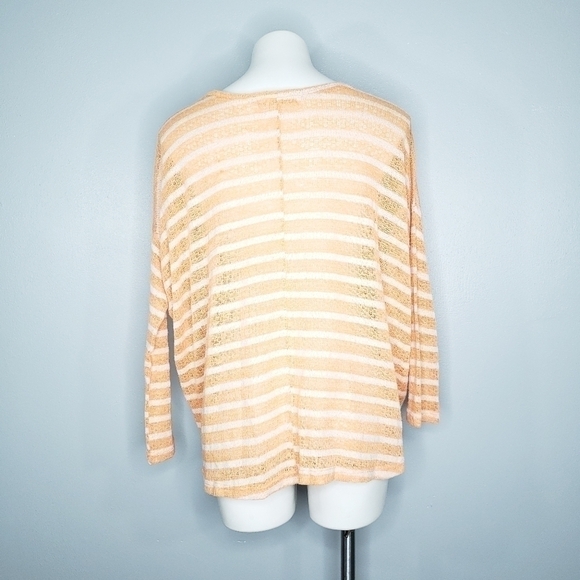 Alterd State Peach White Striped Lightweight Knit Pullover Top Size Small S Boho - Picture 3 of 5